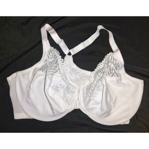 Glamorise Front-Closure T-Back WonderWire Bra Size 42F White Plus Size 1246